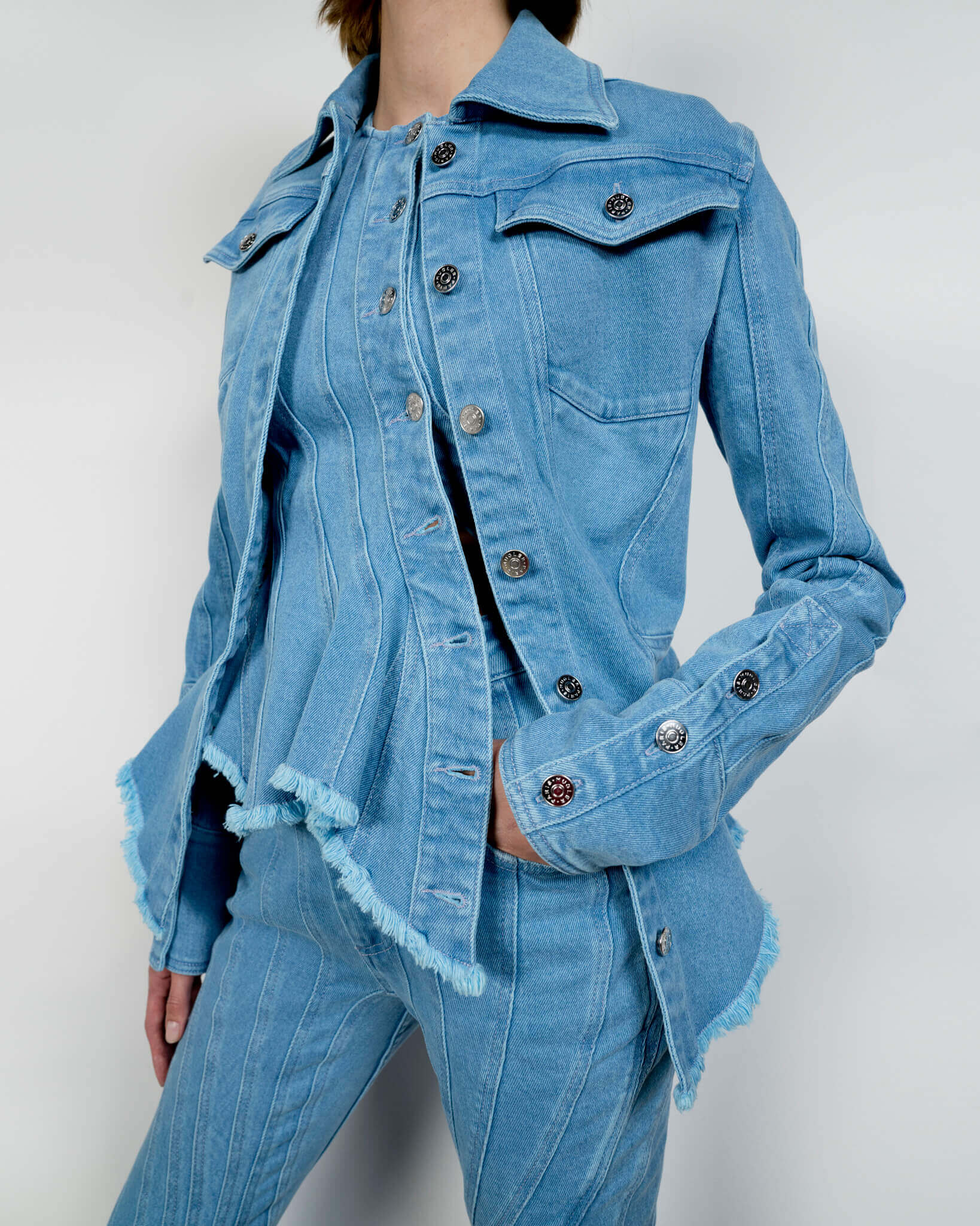 Mugler denim outfit